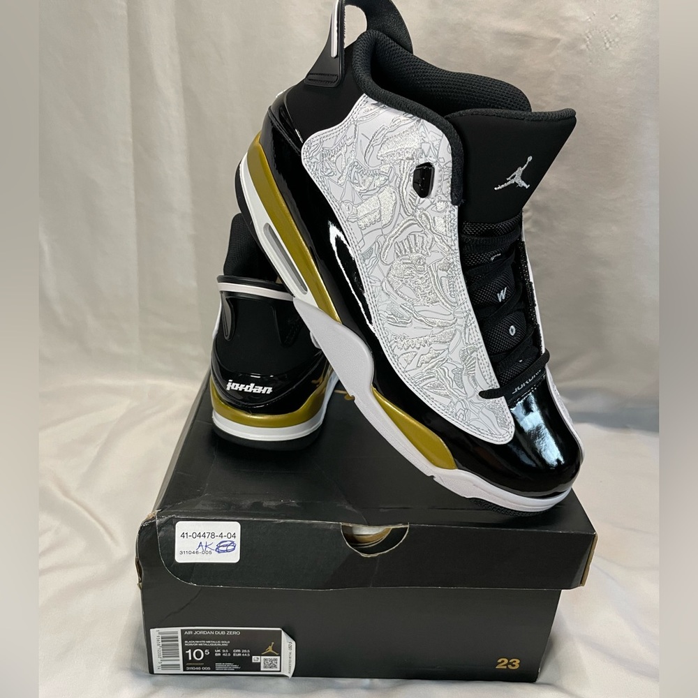 Air Jordan Dub Zero Black Metallic Gold White Mens 10.5 NEVER WORN!!